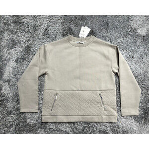 Mango Sudadera Textured Cotton-Blend Sweatshirt Beige Regine Size M NWT